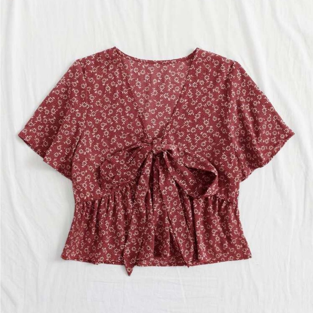 Floral Burgundy Blouse